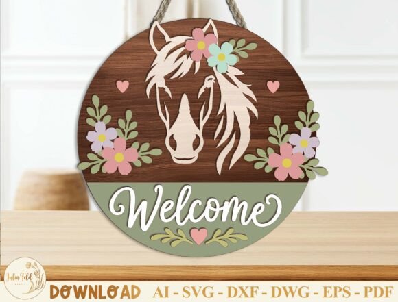 Download Horse Welcome Sign Laser Cut File SVG - Cut file Collection