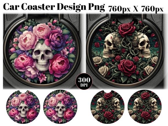 Download Skulls and Roses Car Coaster PNG - Coaster png Collection