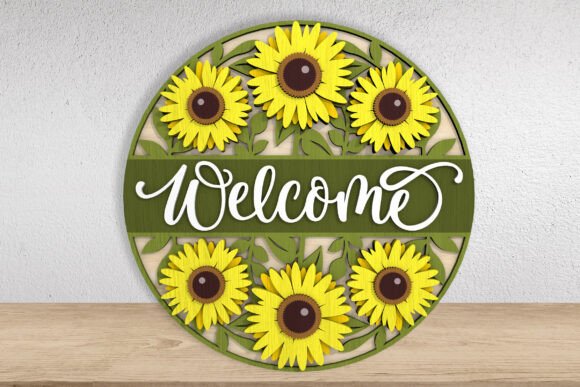 Download Sunflower Welcome Sign Laser Cut File - Cut file Collection