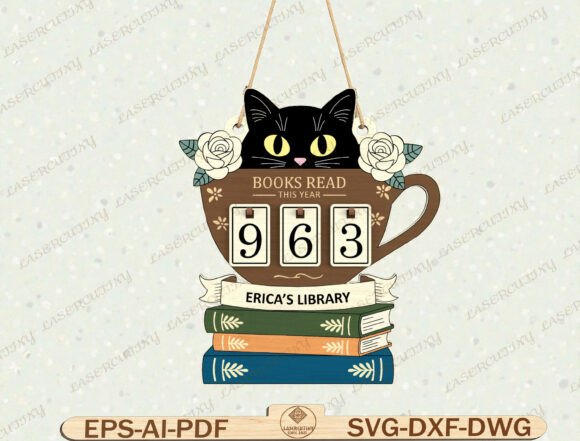 Download Cat Reading Tracker Sign Laser Cut File - Cut file Collection