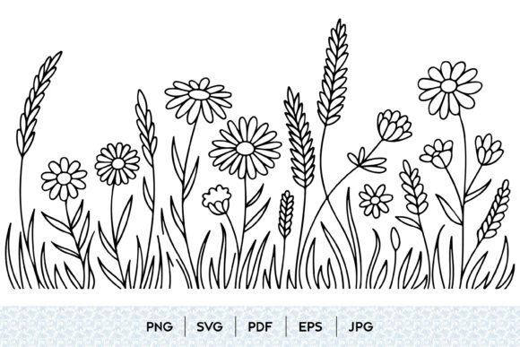 Download Wildflower Meadow Line Art - Wildflower Collection