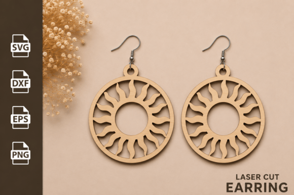 Download Sun Earring Laser Cut Files SVG - Cut file Collection