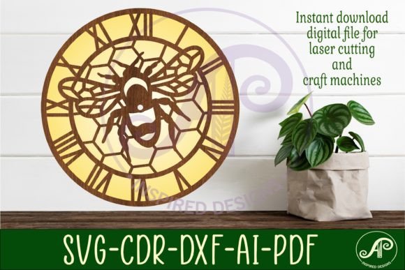 Download Bee Wall Clock Laser Cut Files, SVG File - Cut file Collection