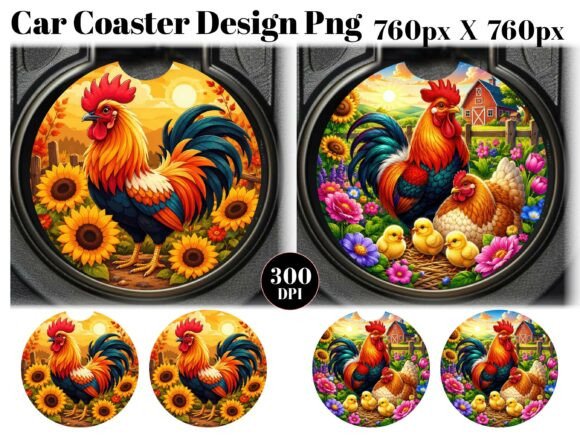 Download Chickens Car Coaster PNG Sublimation - Premium Bundle