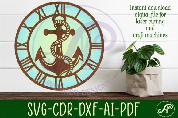 Download Anchor Wall Clock Laser Cut Files, SVG - Cut file Collection