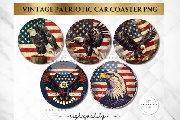 Download Patriotic Eagle Car Coaster PNG Bundle - Premium Resources